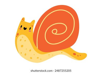 Caracol dibujado a mano Doodle. Caricatura caracol lindo colección de carácter. Ilustración infantil de un Pequeño caracol. Ilustración vectorial de stock aislada sobre un fondo blanco.