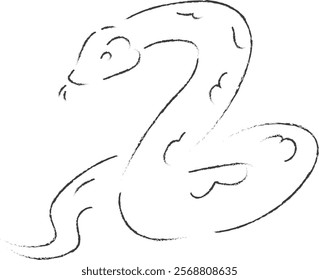 Doodle Hand Drawn Snake Chinese Zodiac Vector Illustration