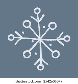 Floco de neve desenhado à mão. Ilustração de clipart de cor de vetor.