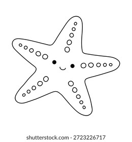 Doodle handgezeichnete Starfish Vektorgrafik. Starfish Malvorlage druckbar für Kinder. Trace und Farbe Starfish für Sommer-Arbeitsblätter. Sternenfisch-Comic-Vektorgrafik.