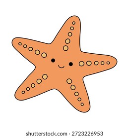 Doodle dibujado a mano Starfish Ilustración vectorial. Ilustración de Clipart de estrellas de mar para hojas de trabajo de verano. Vector de estrella de mar de dibujos animados.