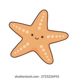 Doodle handgezeichnete Starfish Vektorgrafik. Starfish Clipart-Illustration für Sommer-Arbeitsblätter. Sternenfisch-Comic-Vektorgrafik.