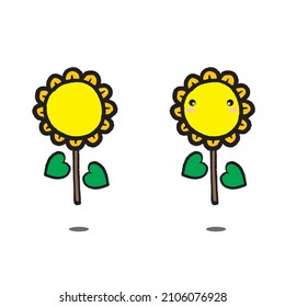 Doodle Hand Drawn Sunflower Character. Sunflower with Childish Style.