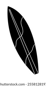 Doodle hand drawn surfboard in black and white colors. Clip art for your projects.