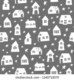 Doodle hand drawn town. Vector illustration for your cute design.