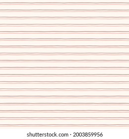 Doodle hand drawn uneven stripes, cute pinstripes seamless repeat vector pattern. Thin double bars, narrow streaks, lines decoration. Beige, brown colors striped vintage background. 