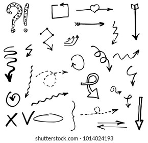 Doodle hand drawn vector arrows
