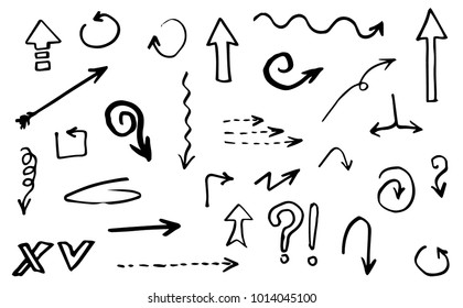 Doodle hand drawn vector arrows