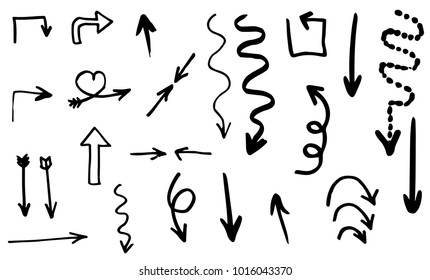 Doodle hand drawn vector arrows