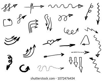 Doodle hand drawn vector arrows 