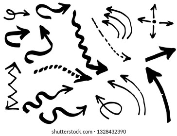 Doodle hand drawn vector arrows