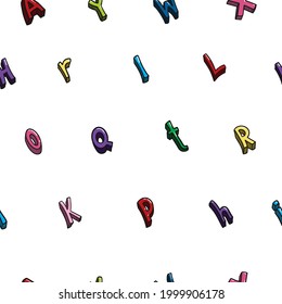 Tipo de letra vectorial dibujado a mano Doodle, letras graciosas de dibujos animados , alfabeto latino en estilo infantil con efecto 3D, aislado