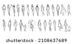 Doodle and hand drawn walking people design. People objects for architecture concept.