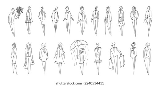 Doodle and hand drawn walking people design. People objects for architecture concept.