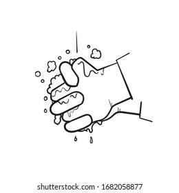 doodle hand drawn washing hand illustration icon symbol isolated background