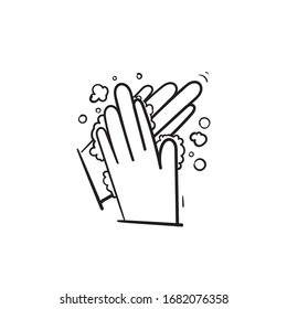 doodle hand drawn washing hand illustration icon symbol isolated background