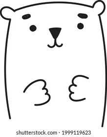 Oso blanco dibujado a mano con garrapatas aislado en fondo blanco.
Ilustración vectorial simple y divertida
