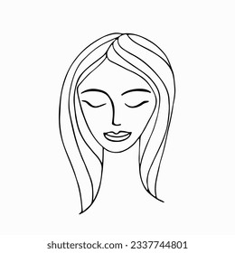 Doodle hand drawn woman face