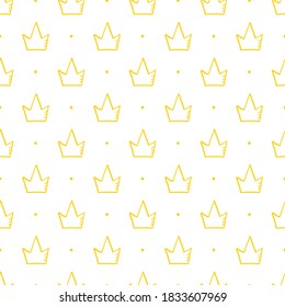 Doodle, handgezeichnet gelbe Kronen, Vektorgrafik nahtloser Muster-Hintergrund.