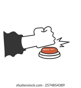 doodle hand finger press red button
