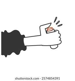 doodle hand finger press red button