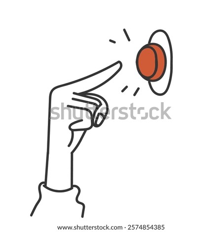 doodle hand finger press red button