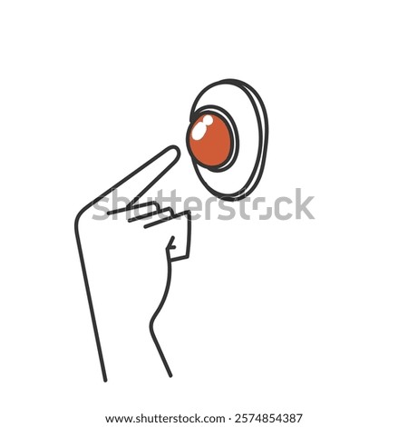 doodle hand finger press red button