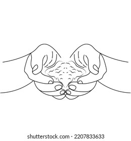 gesto de la mano del doodle de dar un esbozo de ilustración del vector dibujado a mano con líneas negras aisladas en fondo blanco