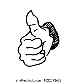 doodle hand gestures. icon hand for thumbs up. vector illustration