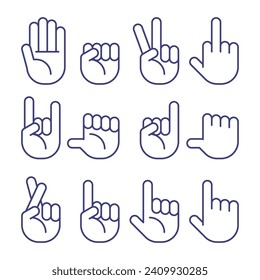Doodle hand gestures icons set. Vector icons