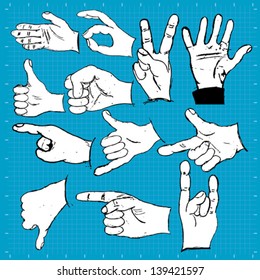 Doodle hand gestures and symbols