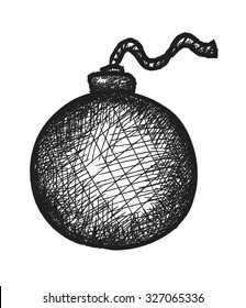 doodle hand grenade, vector illustration
