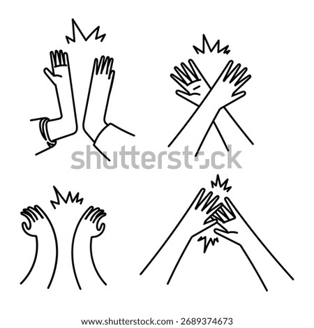 doodle hand with high five gesture collection