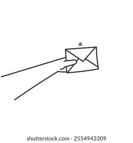 doodle hand holding envelope mail