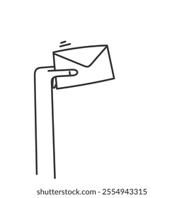 doodle hand holding envelope mail
