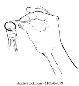 Doodle, Hand Holding a Key, Illustration for Rent / Sale/ Buy / Offer / Borrow Property or Transportation 