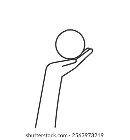 doodle hand holding small circle ball