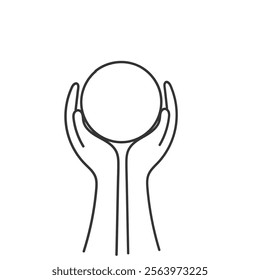 doodle hand holding small circle ball