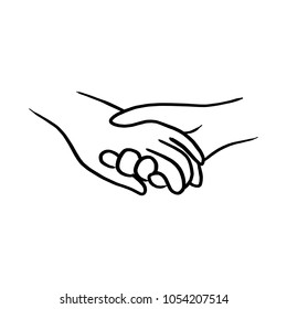 doodle hand of lover holding each other vector illustration sketch hand drawn with black lines isolated on white background