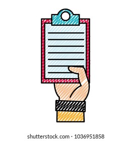 doodle hand man with check list document