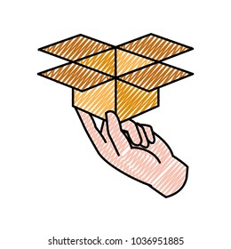 doodle hand with open delivery package service