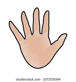 doodle hand palm with stop gesture sign