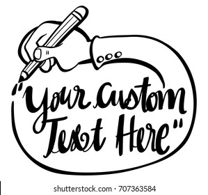 Doodle hand with pencil as border illustration