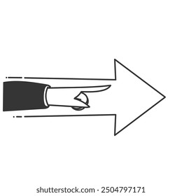 doodle Hand Zeigefinger und Pfeil nach vorne Illustration in handgezeichnetem Stil