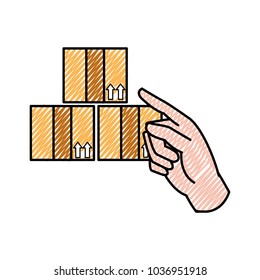 doodle hand pointing out the delivery packages service