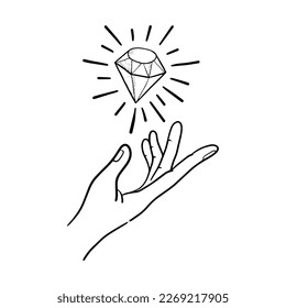 alcance de mano de garabato para diamante, ilustración vectorial.
