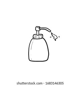 doodle hand sanitizer bottle illustration with hand drawn style vector