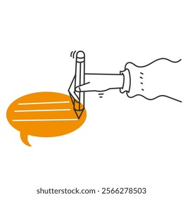 doodle hand writing with pencil in bubble speech illustration
