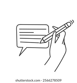 doodle hand writing with pencil in bubble speech illustration