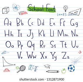 Doodle hand written alphabet, unique font